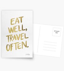 Eat Well, Travel Often – Gold Postcards