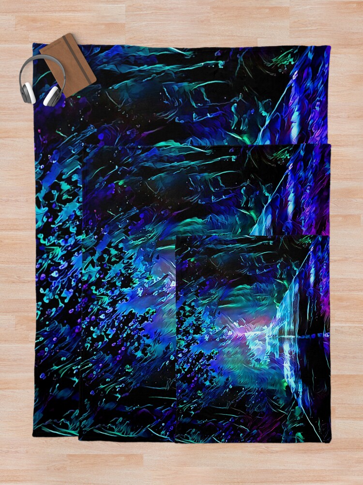 Alternate view of Blacklight Night on Aurora Road Throw Blanket