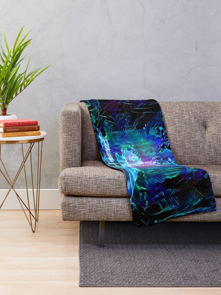 Alternate view of Blacklight Night on Aurora Road Throw Blanket