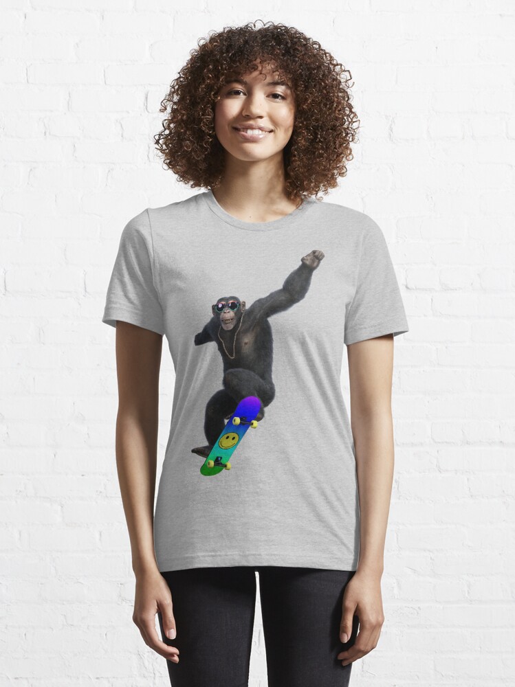 Chimp with a Skateboard, Organic Cotton T Shirt