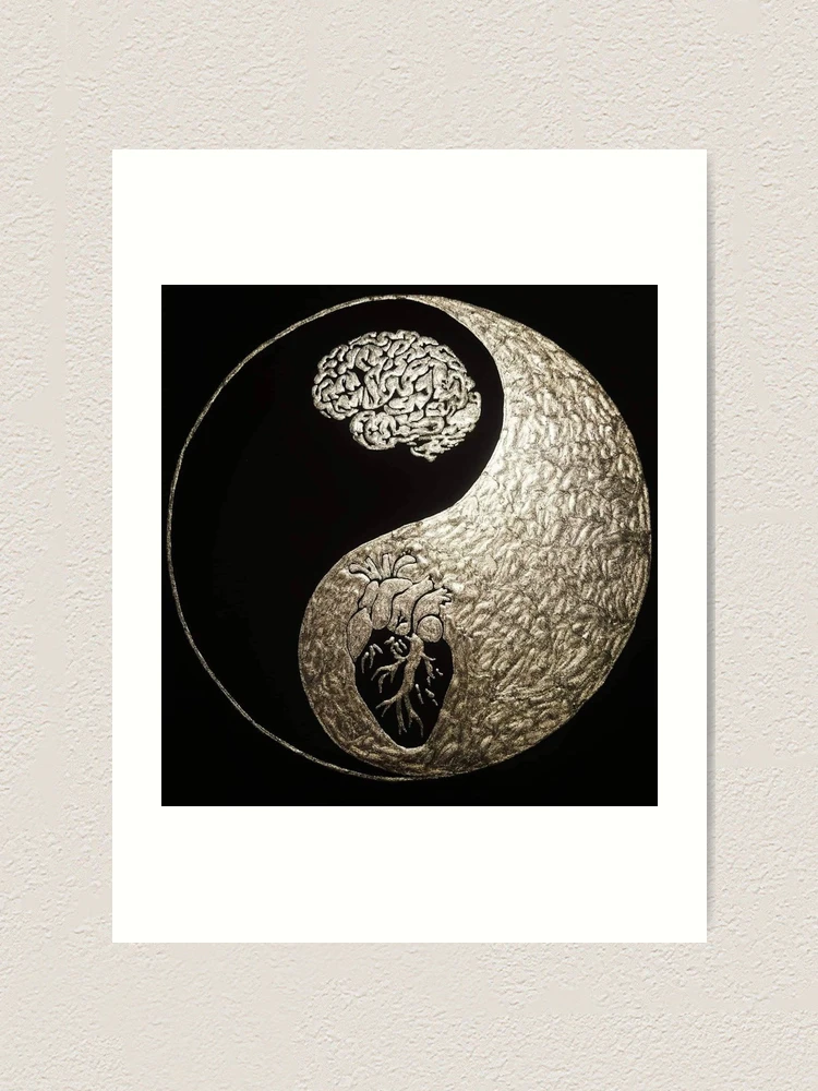 Heart / Brain - Yin Yang Art Print for Sale by ArtWithHearts11