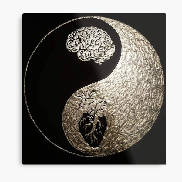 Heart / Brain - Yin Yang Metal Print
