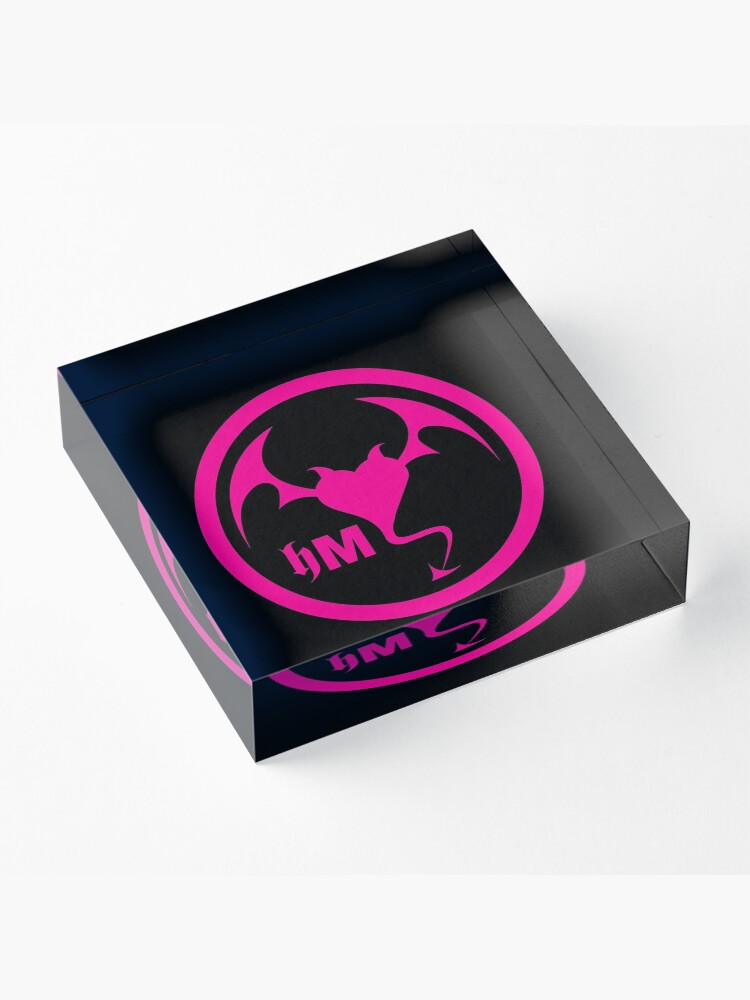 Alternate view of Hollywood Monsters Circle Bat Logo - PINK Acrylic Block