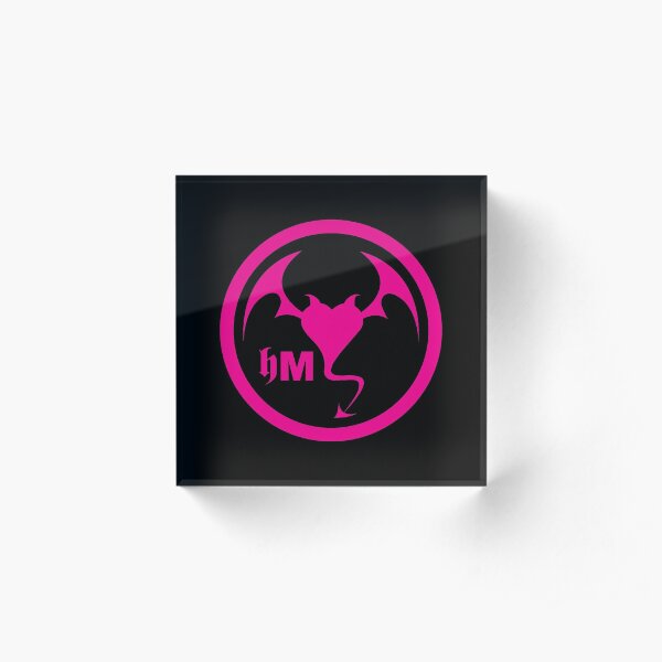 Hollywood Monsters Circle Bat Logo - PINK Acrylic Block