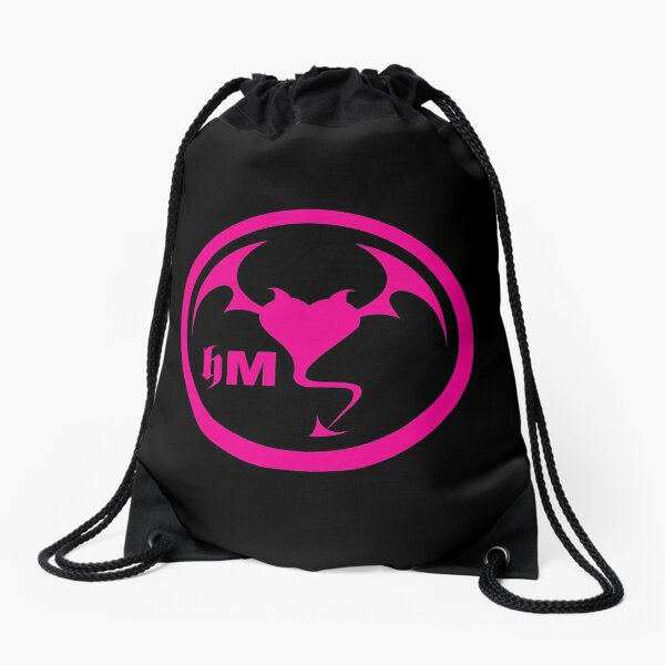 Hollywood Monsters Circle Bat Logo - PINK Drawstring Bag