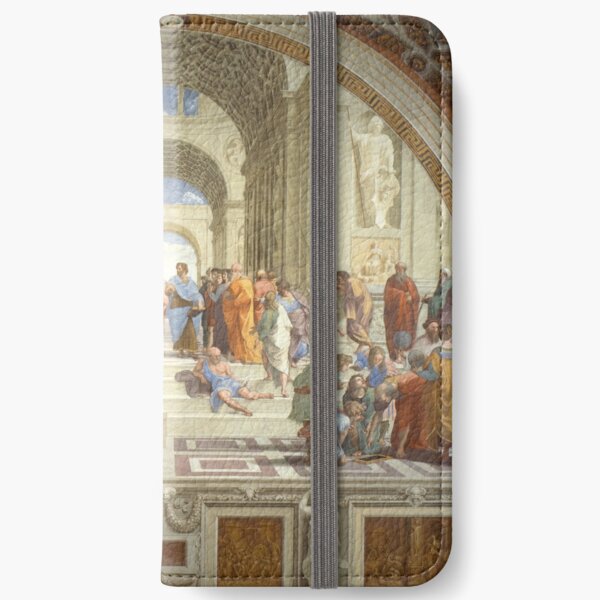The School of Athens (1509–1511) by Raphael, depicting famous classical Greek philosophers in an idealized setting inspired by ancient Greek architecture iPhone Wallet