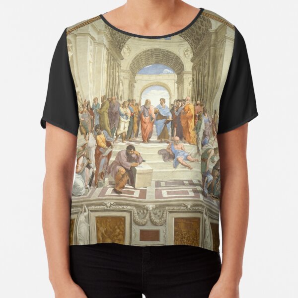 The School of Athens (1509–1511) by Raphael, depicting famous classical Greek philosophers in an idealized setting inspired by ancient Greek architecture Chiffon Top