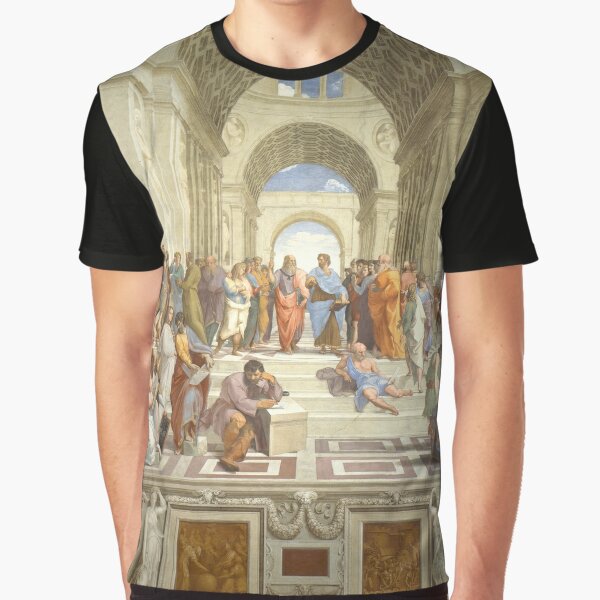 The School of Athens (1509–1511) by Raphael, depicting famous classical Greek philosophers in an idealized setting inspired by ancient Greek architecture Graphic T-Shirt