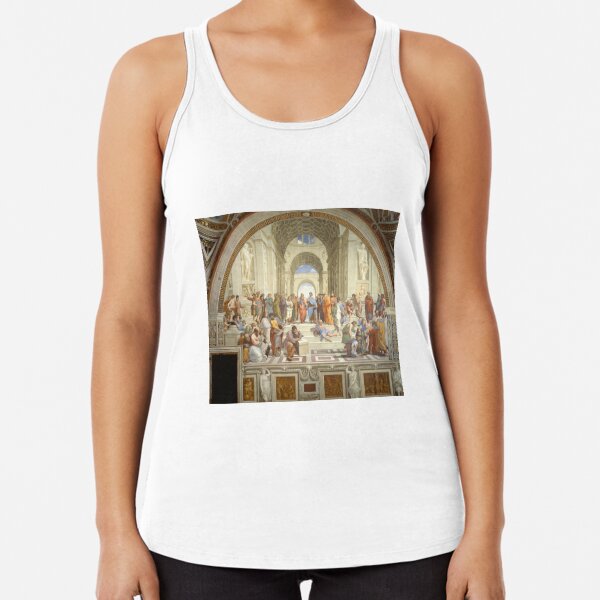 The School of Athens (1509–1511) by Raphael, depicting famous classical Greek philosophers in an idealized setting inspired by ancient Greek architecture Racerback Tank Top