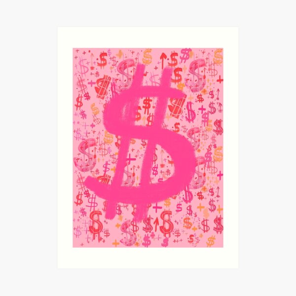 Pink Dollar Signs Art Print
