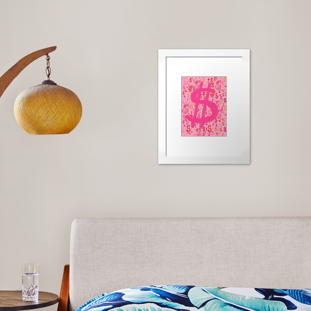Pink Dollar Signs Framed Art Print