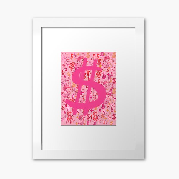 Pink Dollar Signs Framed Art Print