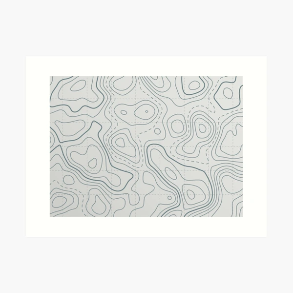 Contour Lines Topography Map white grey Art Print for Sale by metaphex