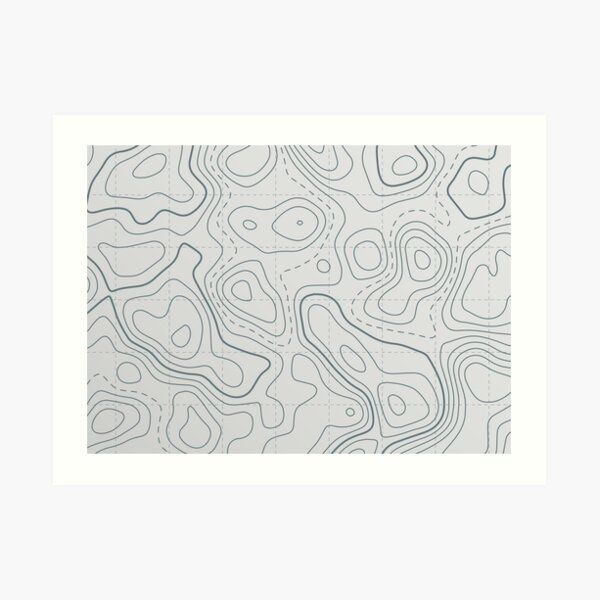 Contour Lines Topography Map white grey Art Print for Sale by metaphex