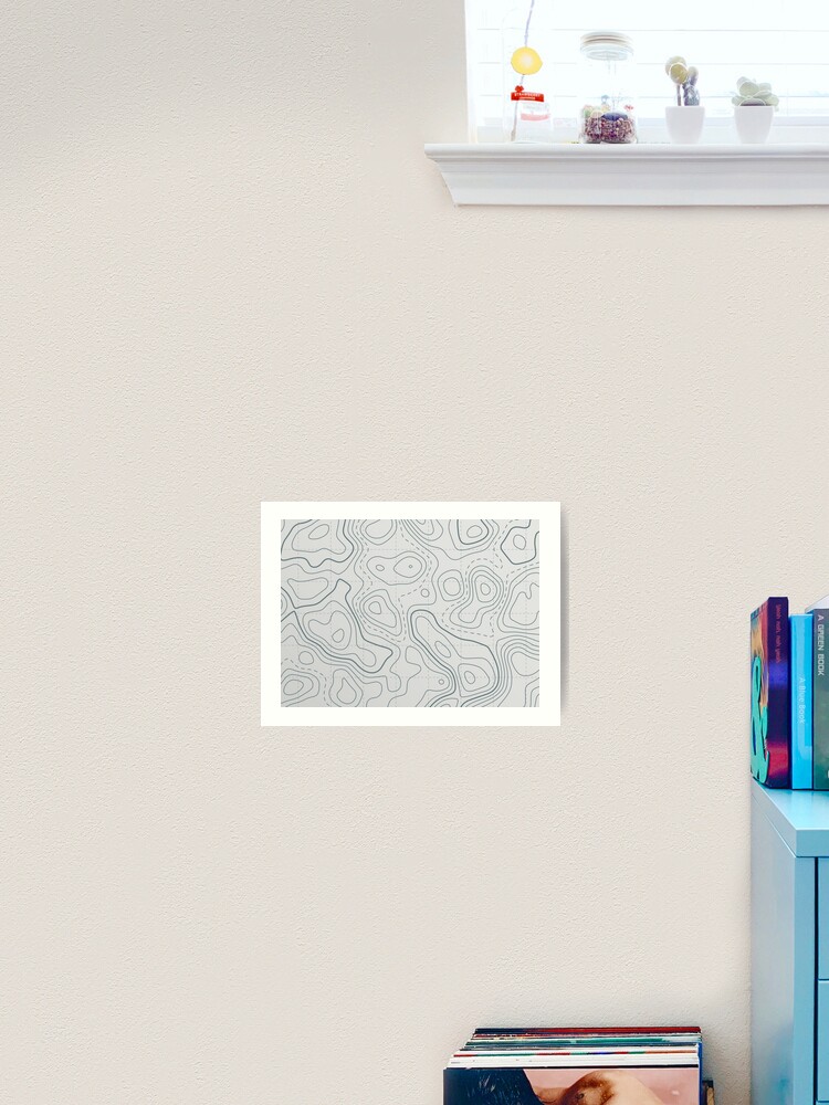 Contour Lines Topography Map white grey Art Print for Sale by