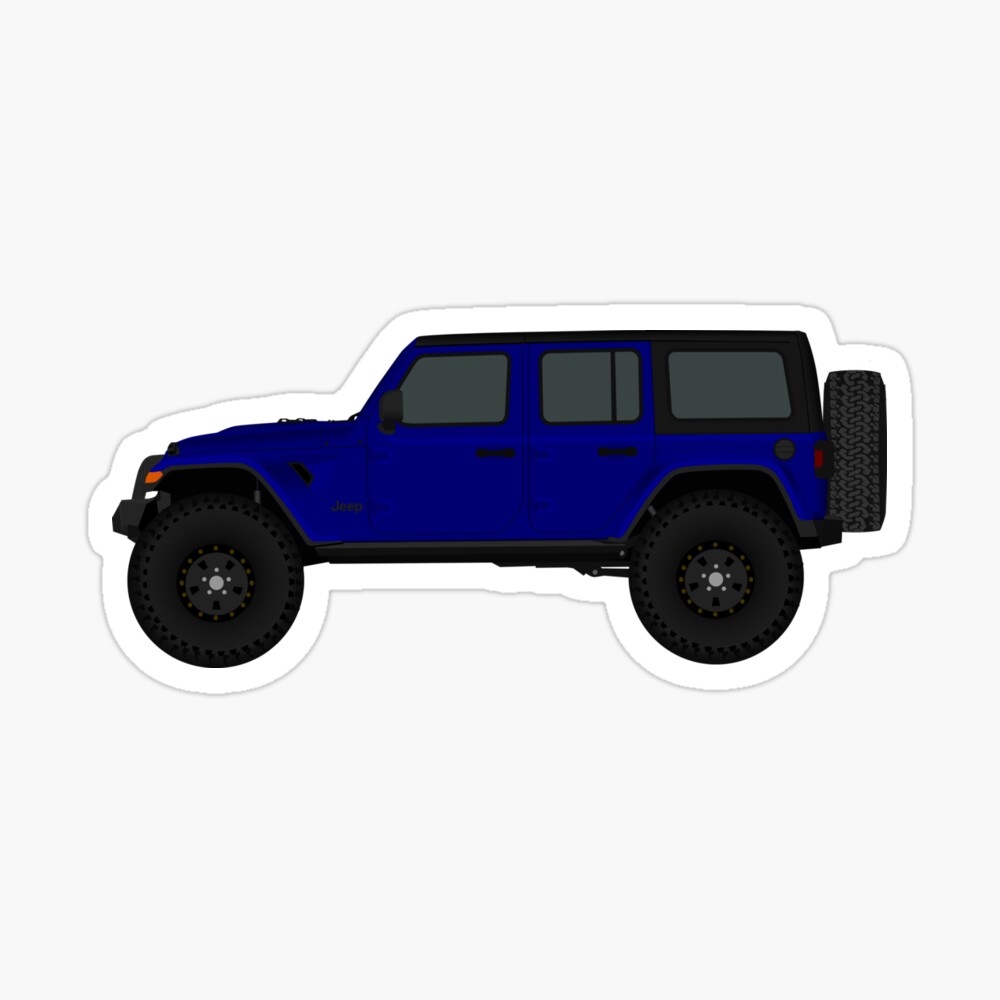 Blue Jeep Wrangler Jl Unlimited Rubicon 4 Door Poster By Minimalvehicle Redbubble