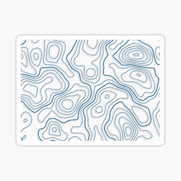 Contour lines Topography Map White/Blue | Photographic Print