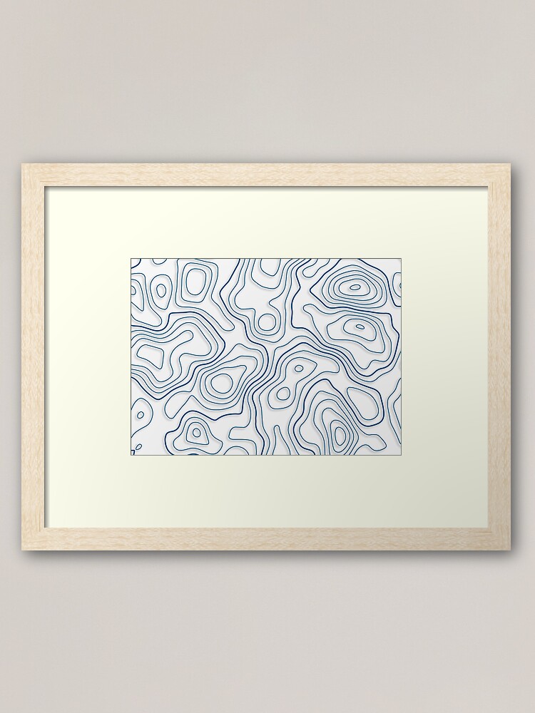 Contour lines Topography Map White/Blue | Photographic Print