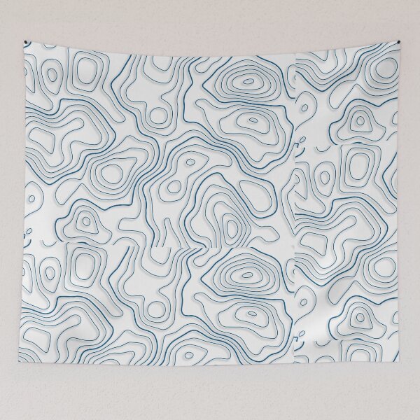 Item preview, Contour lines Topography Map White/Blue designed and sold by metaphex.