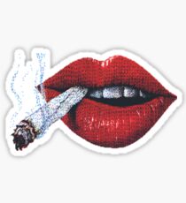 Sexy Red Lipped Mouth With Cigarette Sticker