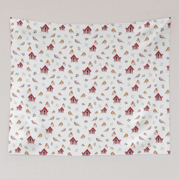 Item preview, Cute Hand Illustrated Winter Robins and Foliage designed and sold by Negin Mf Designs.