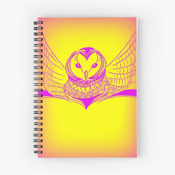 Item preview, owl drawing in pink and yellow designed and sold by CateJacobs.