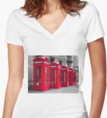 Telephone booths Women's Fitted V-Neck T-Shirt