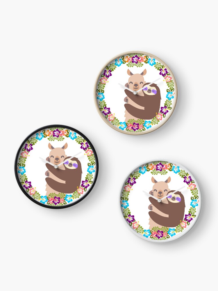 Thumbnail 3 of 4, Clock, Llama and Sloth Best Friends Forever designed and sold by evenstarhancock.