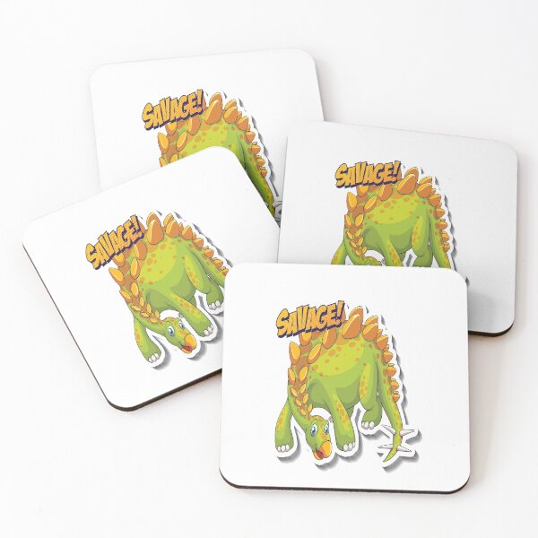 Stegosaurus Savage Dinosaur Coasters (Set of 4)