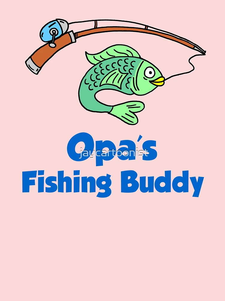 Opa's Fishing Buddy Cartoon Fish German Child | Kids T-Shirt