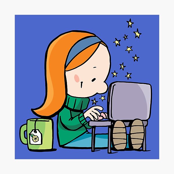little girl writes Christmas letter on laptop Photographic Print
