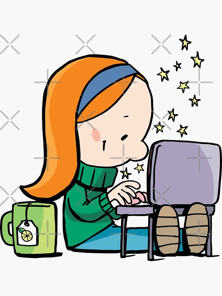 little girl writes Christmas letter on laptop by duxpavlic