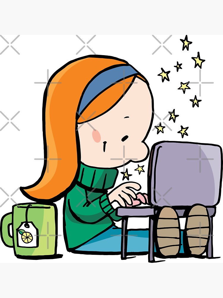 little girl writes Christmas letter on laptop by duxpavlic