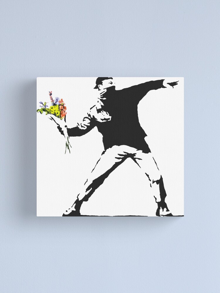 Love Is In The Air Flower Thrower Banksy Graffiti Canvas Print For Sale By Portokalis