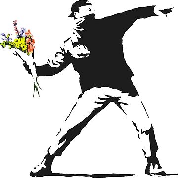 Aperçu de l'œuvre L'amour est dans l'air (lanceur de fleurs) - Banksy Graffiti de portokalis