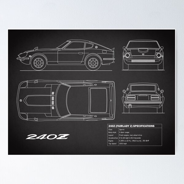 Item preview, The 240Z Blueprint Black designed and sold by rogue-design.