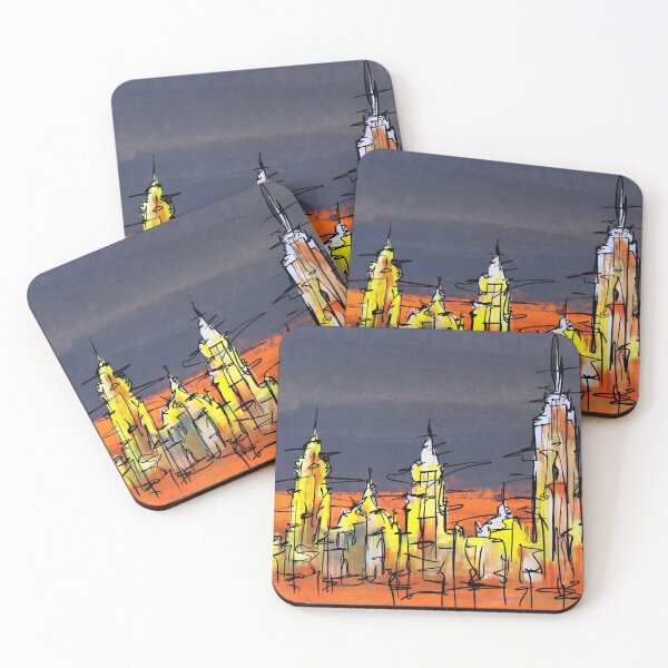 Item preview, Orange Cityscape By ArtGuru 9782 - Acrylic On Paper designed and sold by Art Guru.