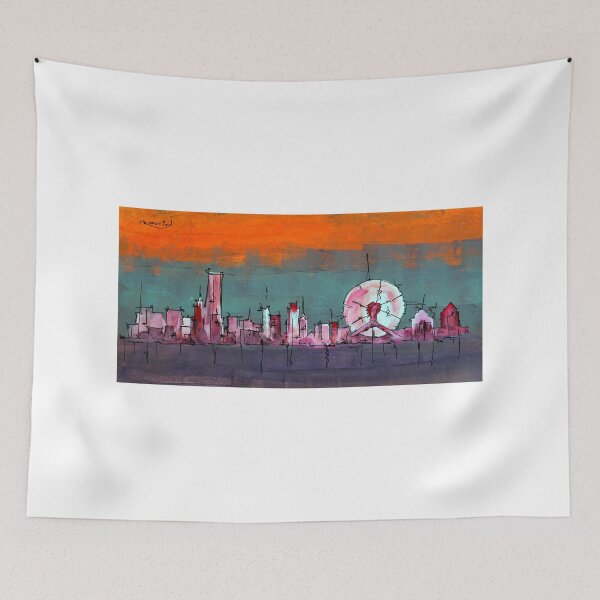Item preview, Violet Cityscape By ArtGuru 9783 - Acrylic On Paper designed and sold by Art Guru.