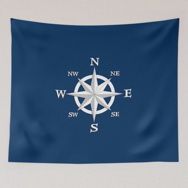 Item preview, Eight Point Compass Rose, White and Navy Blue designed and sold by Marymarice.