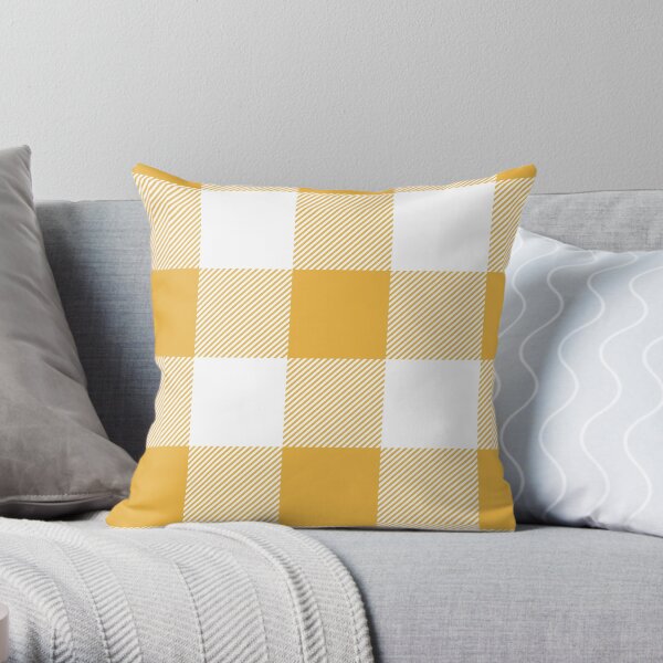 Yellow Plaid - buffalo check Throw Pillow