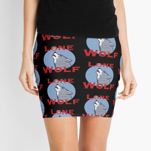 Lone wolf howling under the moon Mini Skirt