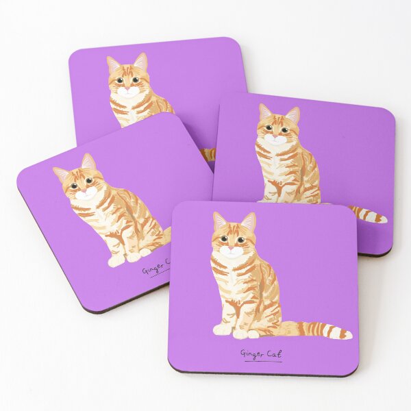 Ginger Cat Coasters, Coasters (Set of 4)