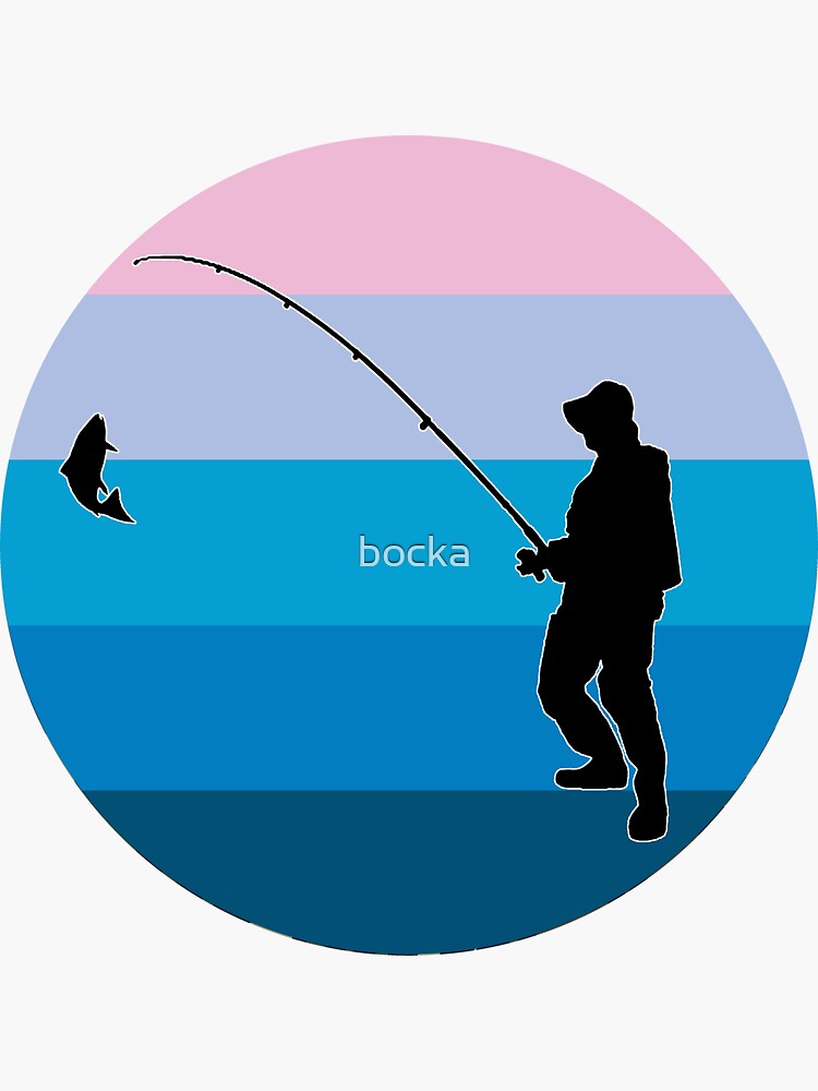 fisherman silhouette | Sticker