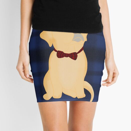 Yellow Lab Puppy In Plaid Mini Skirt