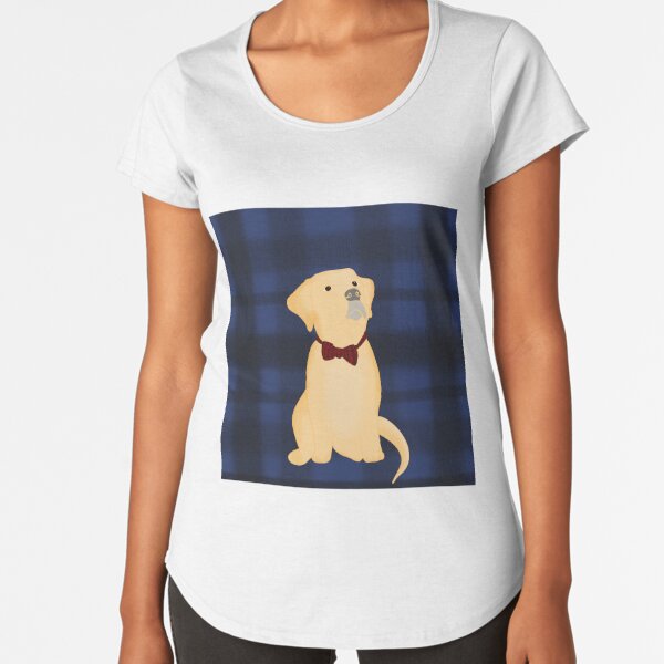 Yellow Lab Puppy In Plaid Premium Scoop T-Shirt