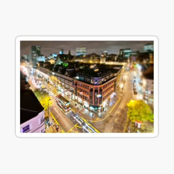 Bright lights of Manchester, tilt and shift. Sticker