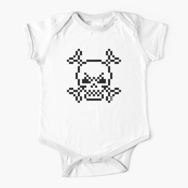 Skull And Crossbones Small (Pixel Art / Jolly Roger / White) Baby One-Piece  by MrFaulbaum