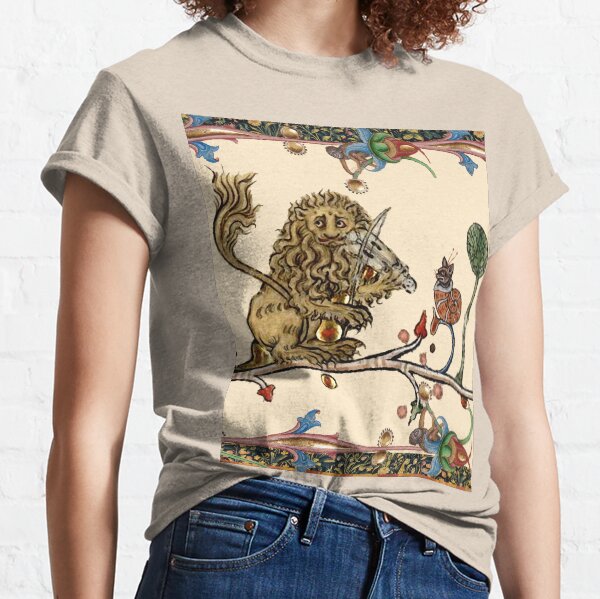 WEIRD MEDIEVAL BESTIARY MAKING MUSIC Violinist Lion,Hare And Snail Cat Classic T-Shirt