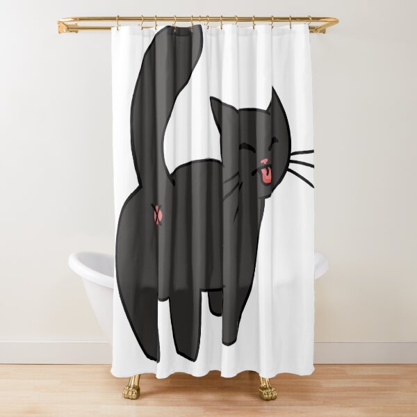 Cat Butt, So What? Funny Black Cat Kitty Booty Shower Curtain