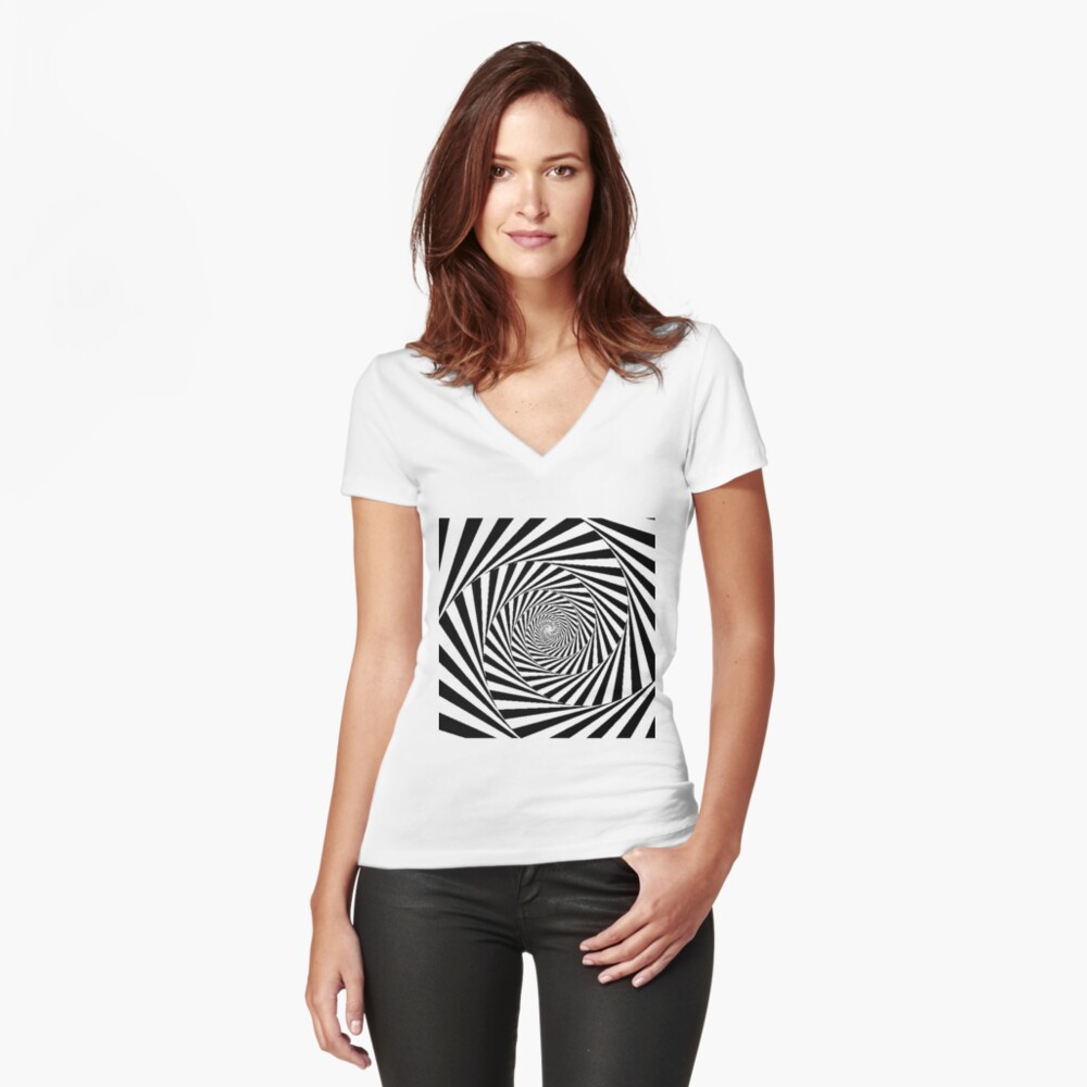 Optical Illusion Beige Swirl,  ra,fitted_v_neck,x1950,fafafa:ca443f4786,front-c,150,133,1000,1000-bg,f8f8f8